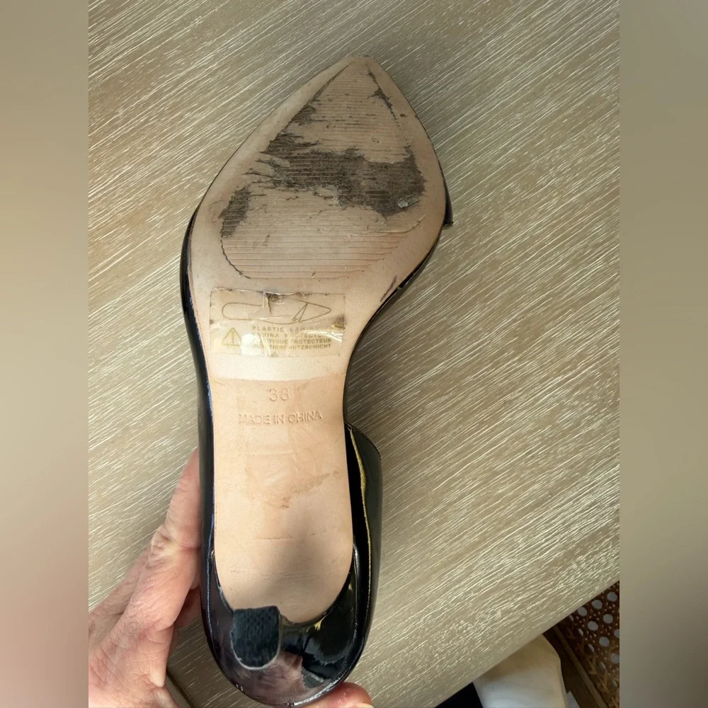 Reiss Black Patent Leather Women's Pointed-Toe Pumps Size 38 - Picture 11 of 12